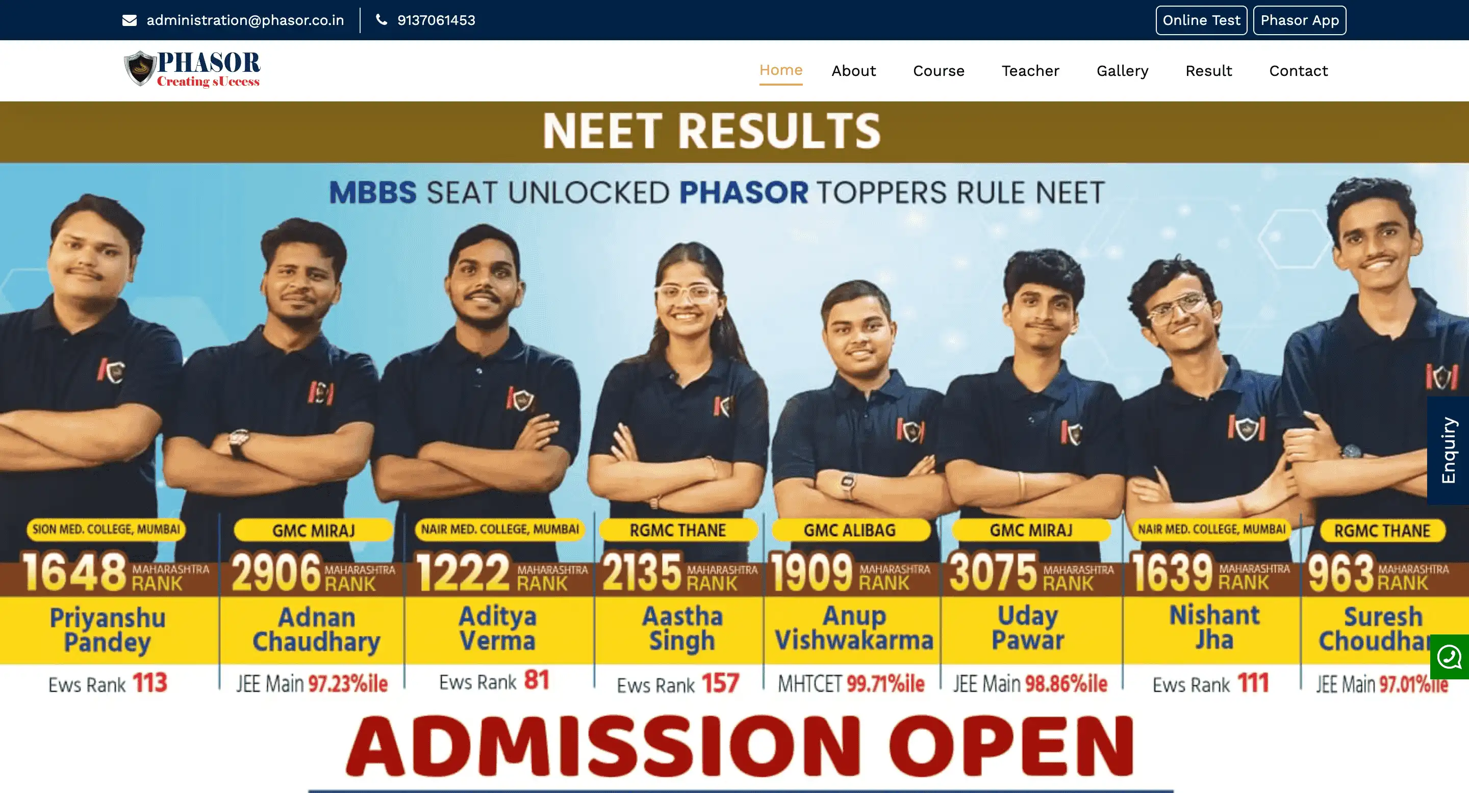Phasor Academy homepage