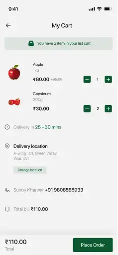 Virar Veggies checkout