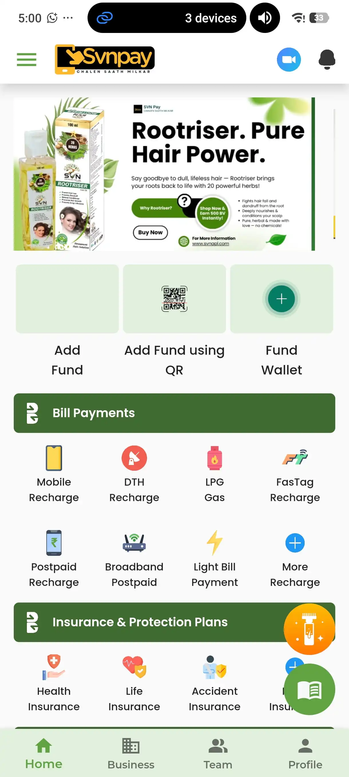 SVN Pay home screen
